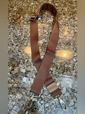Brown Adjustable Crossbody Strap with Silver Hardware